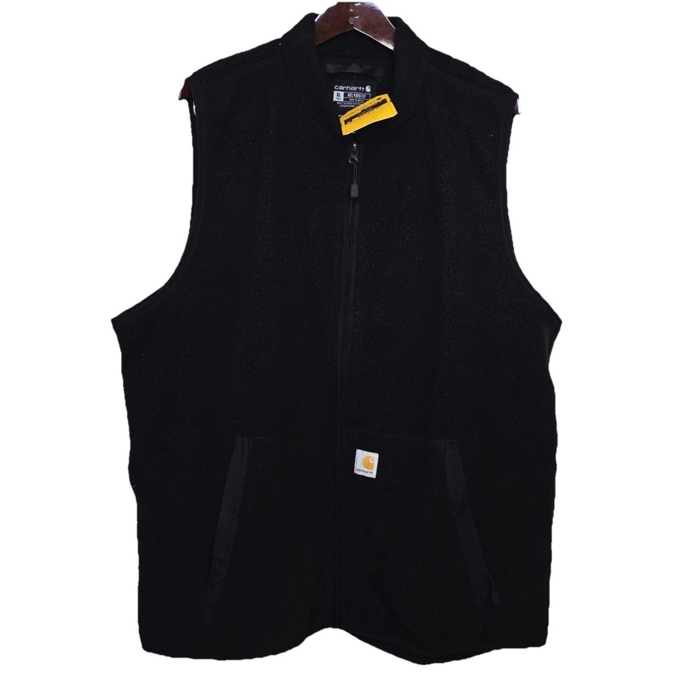 Carhartt Fleece Vest Mens CL Tall Black Relaxed Fit‎ Sherpa Full Zip 104995 BLK